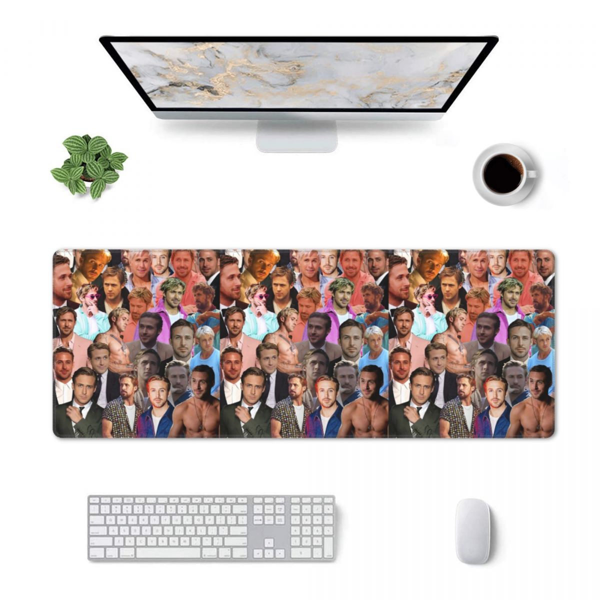 Gaming Accessories Photo - แผ่นรองเมาส์ขนาดใหญ่ ลายภาพถ่ายของ Ryan Gosling สำหรับเกมเมอร์ แผ่นรองสำหรับคอมพิวเตอร์