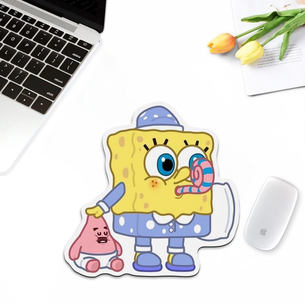Gaming Accessories Girly - แผ่นรองเมาส์รูปสพันจ์บ็อบน่ารัก – แผ่นรองเมาส์สำหรับเล่นเกมและสำนักงานแบบกันลื่นสำหรับแล็ปท็อป ของขวัญการ์ตูนสุดน่ารักสำหรับเด็กผู้หญิง