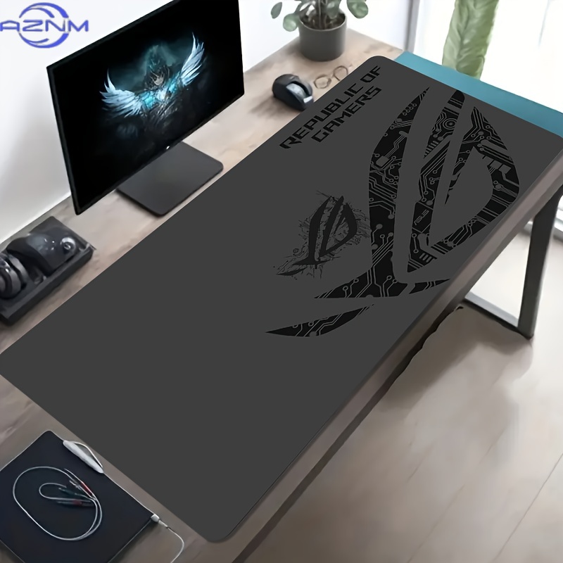 Gaming Accessories Pc Setup - แผ่นรองเมาส์เกมมิ่งขนาดใหญ่ 1 ชิ้น ลายแผงวงจร ROG ฐานยางกันลื่น
