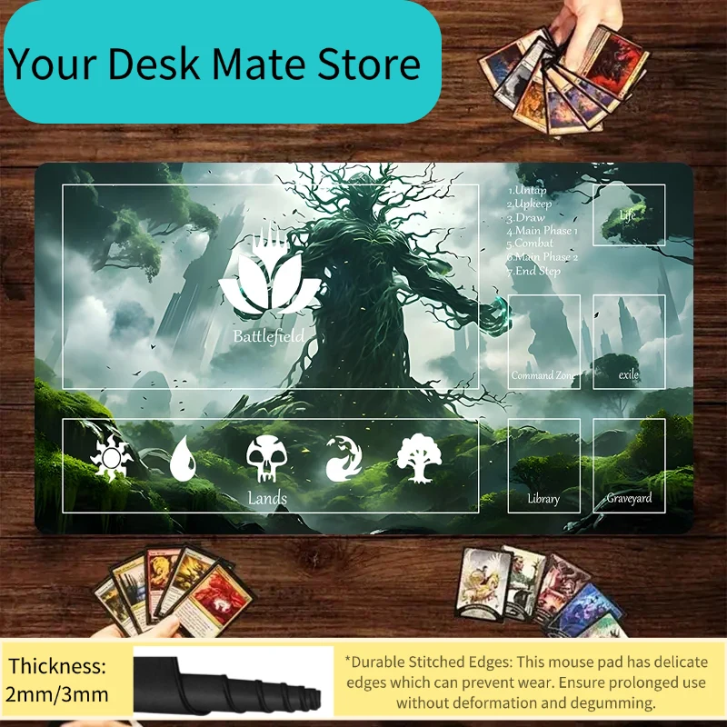 Gaming Accessories Men - แผ่นรองเมาส์ลายต้นไม้ยักษ์สีเขียว แผ่นรองเล่นเกมการ์ด แผ่นรองโต๊ะสำหรับเกมเมอร์ อุปกรณ์เสริมคอมพิวเตอร์ ฐานยางกันลื่น