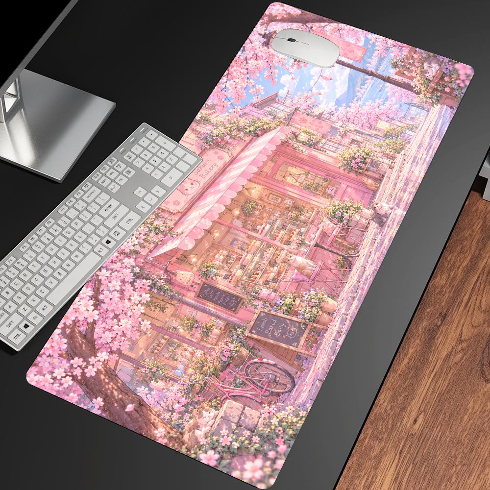 Gaming Accessories Shop - แผ่นรองโต๊ะลายดอกซากุระ แผ่นรองโต๊ะ อุปกรณ์เสริมคอมพิวเตอร์ แผ่นรองเมาส์สี่เหลี่ยม ตกแต่งโต๊ะทำงาน แผ่นรองเมาส์