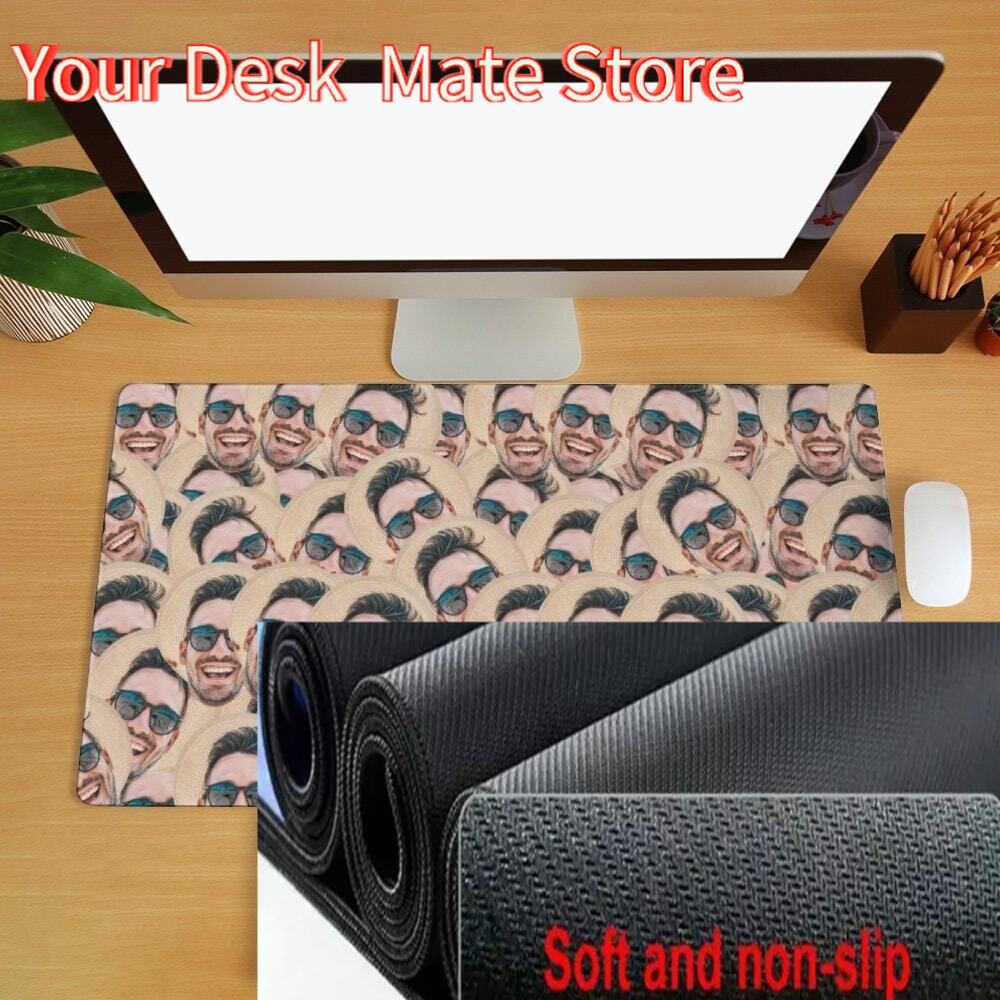 Gaming Accessories Photo - แผ่นรองเมาส์ลายหน้าตลก แผ่นรองเมาส์แบบกำหนดเอง รูปภาพส่วนตัว แผ่นรองเมาส์เกมมิ่งขนาดใหญ่ ของขวัญตลก อุปกรณ์เสริมสำหรับโต๊ะทำงาน