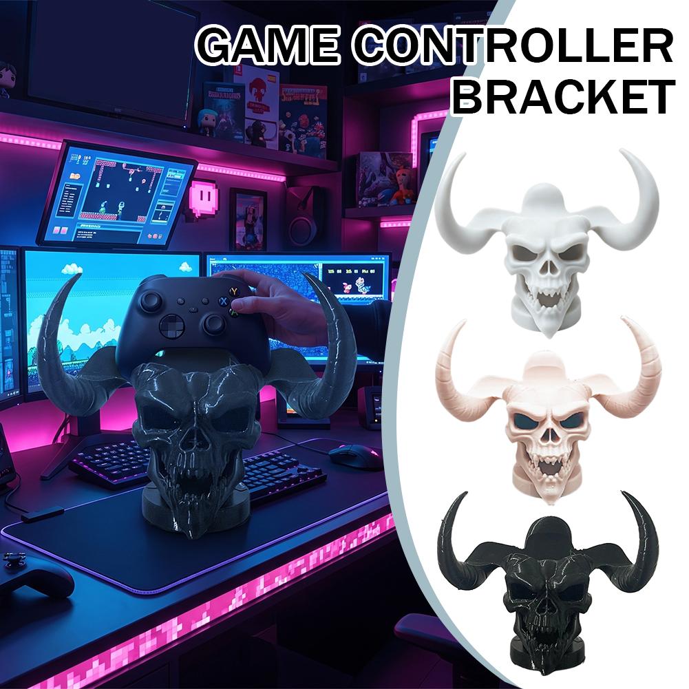 Gaming Accessories Organizer - ที่วางจอยเกมรูปหัวกะโหลกปีศาจสุดเท่ สำหรับจัดระเบียบโต๊ะทำงาน ใช้ได้กับจอยเกม PS5 PS4 อุปกรณ์เสริมสำหรับเกมเมอร์