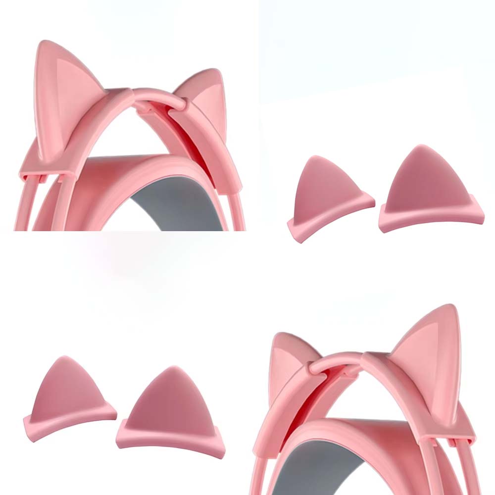 Gaming Accessories Girly - จี้ห้อยหูแมวซิลิโคนสีชมพูสำหรับหูฟัง ไร้สาย/มีสาย ตกแต่งหูฟัง หูแมวน่ารักสำหรับสาวๆ อุปกรณ์เสริมสำหรับหมวกกันน็อคและเกมมิ่ง