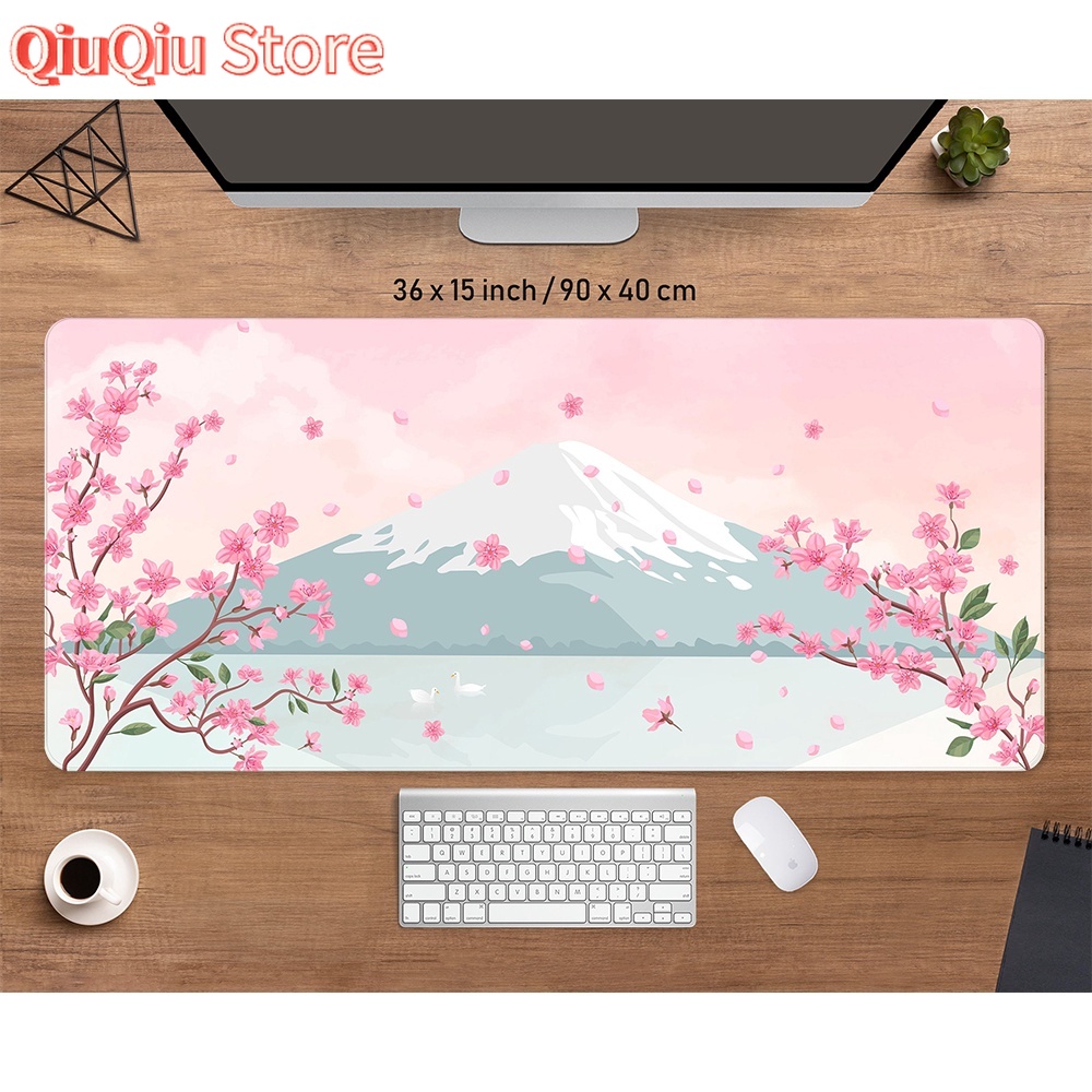 Gaming Accessories Girly - แผ่นรองเมาส์ลายซากุระสีชมพูสไตล์ญี่ปุ่น อนิเมะ สวยงาม สำหรับเล่นเกม ขนาด XXL