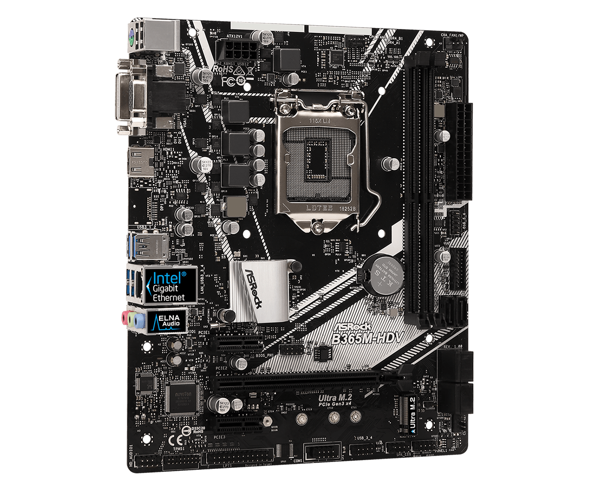 เมนบอร์ด ASROCK B365M-HDV LGA1 - Intel Cpu Core I7 บทวิจารณ์และราคา